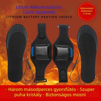 USB-s fűtött talpbetét – állítható hőmérséklet, uniszex, EVA talp, velúr felső, modern és egyszerű dizájn