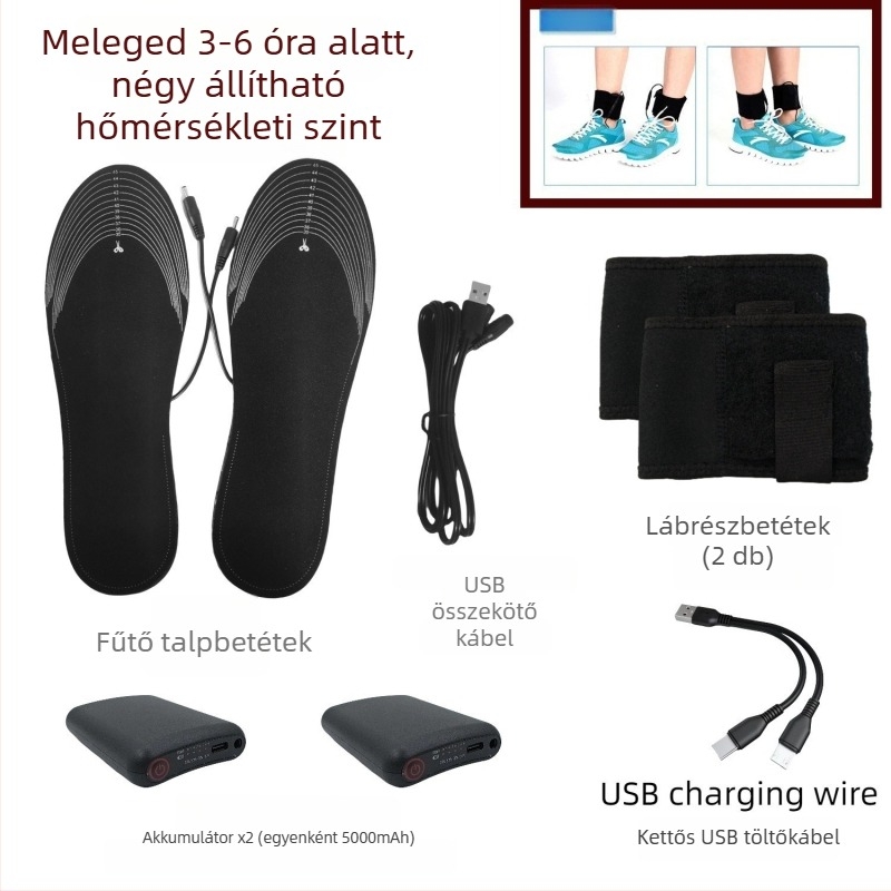 Elektromos fűtésű talpbetét cipőkhöz – vágható, EVA anyag, teljes talp, testre szabható