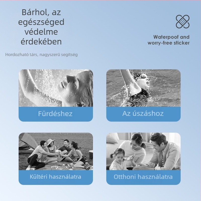 Egyszer használatos vízálló, légáteresztő sebtapasz, átlátszó, nyom nélkül, hordozható textil anyagból, 120 darab, lejárati idő 3 év