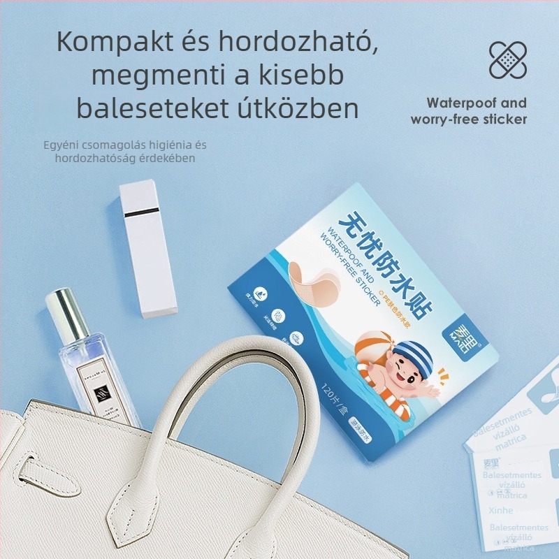 Egyszer használatos vízálló, légáteresztő sebtapasz, átlátszó, nyom nélkül, hordozható textil anyagból, 120 darab, lejárati idő 3 év