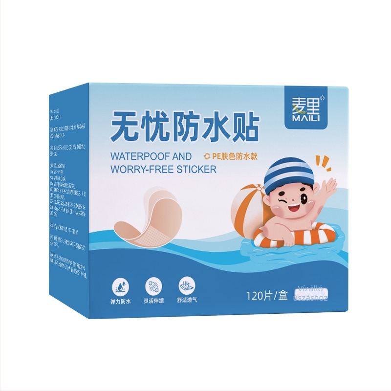 Egyszer használatos vízálló, légáteresztő sebtapasz, átlátszó, nyom nélkül, hordozható textil anyagból, 120 darab, lejárati idő 3 év