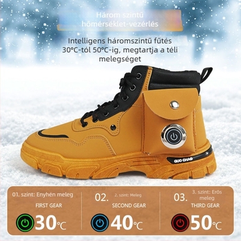 Férfi elektromos fűtésű papucs, USB tápegység, szabályozható hőmérséklet, fűtő talpbetét (Heating Insole)