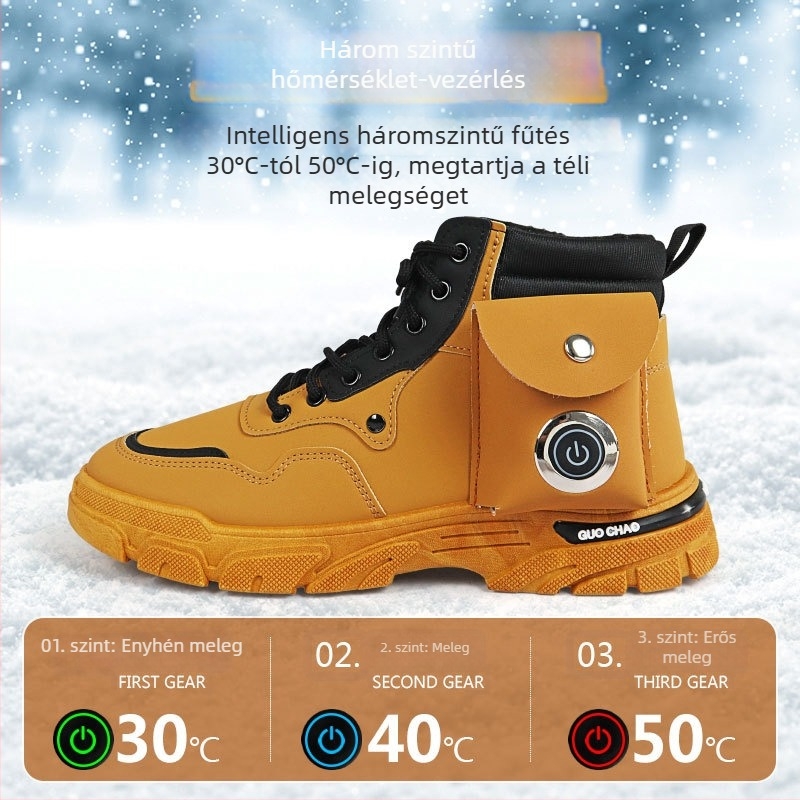 Férfi elektromos fűtésű papucs, USB tápegység, szabályozható hőmérséklet, fűtő talpbetét (Heating Insole)