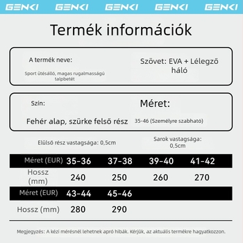 RUNWING XY01 EVA+Lycra talpabetét – dezodoráló, légáteresztő, nedvességelnyelő, ütéscsillapító, csúszásmentes, teljes hosszúságú