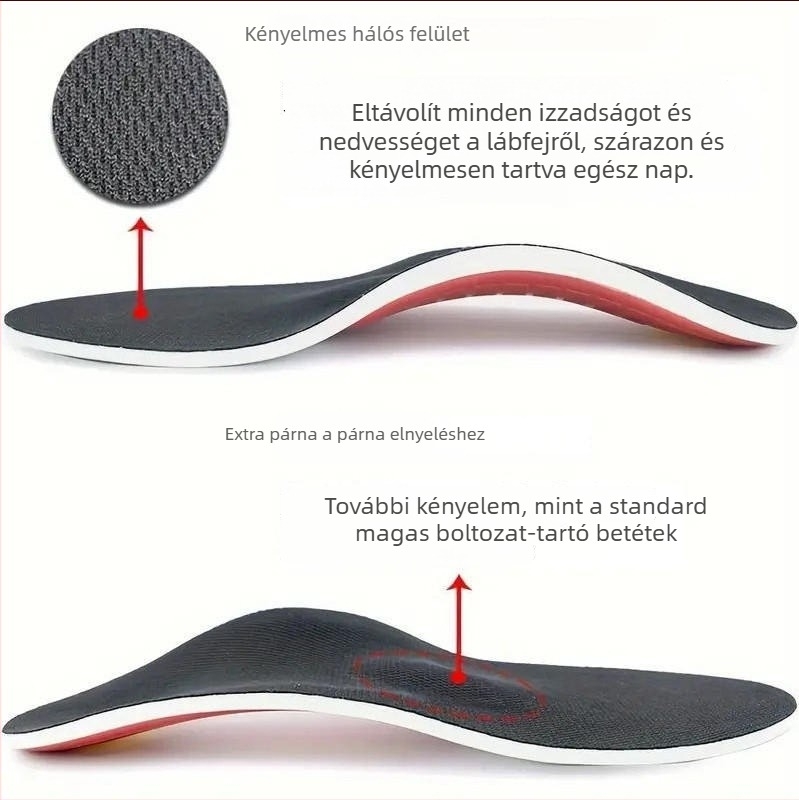 EM157 Lábboltozat-támasztó talpbetét – magas rugalmú EVA, sportos ütéscsillapítás, magasság növelése, harántboltozat korrigálása