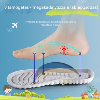 Gyerek PU anyagú talpabetét, teljes hosszúságú, izzadást felszívó, sportcipőkhöz, bakancsokhoz és hétköznapi lábbelikhez