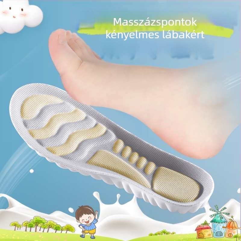 Gyerek PU anyagú talpabetét, teljes hosszúságú, izzadást felszívó, sportcipőkhöz, bakancsokhoz és hétköznapi lábbelikhez