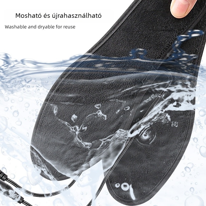 Unisex USB-üzemeltetett melegítő talpbetét, teljes talp, 5-zónás fűtés, kristály bársony és szénszálas fűtődrót