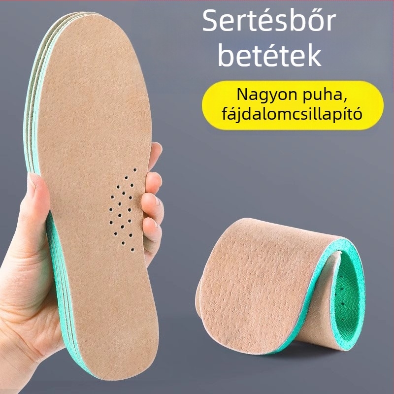Disznó bőrből készült talpbetét, lélegző, nedvszívó, masszázs hatású, teljes hosszúságú, uniszex cipőkhöz sportos, mindennapi és munka cipőkhöz