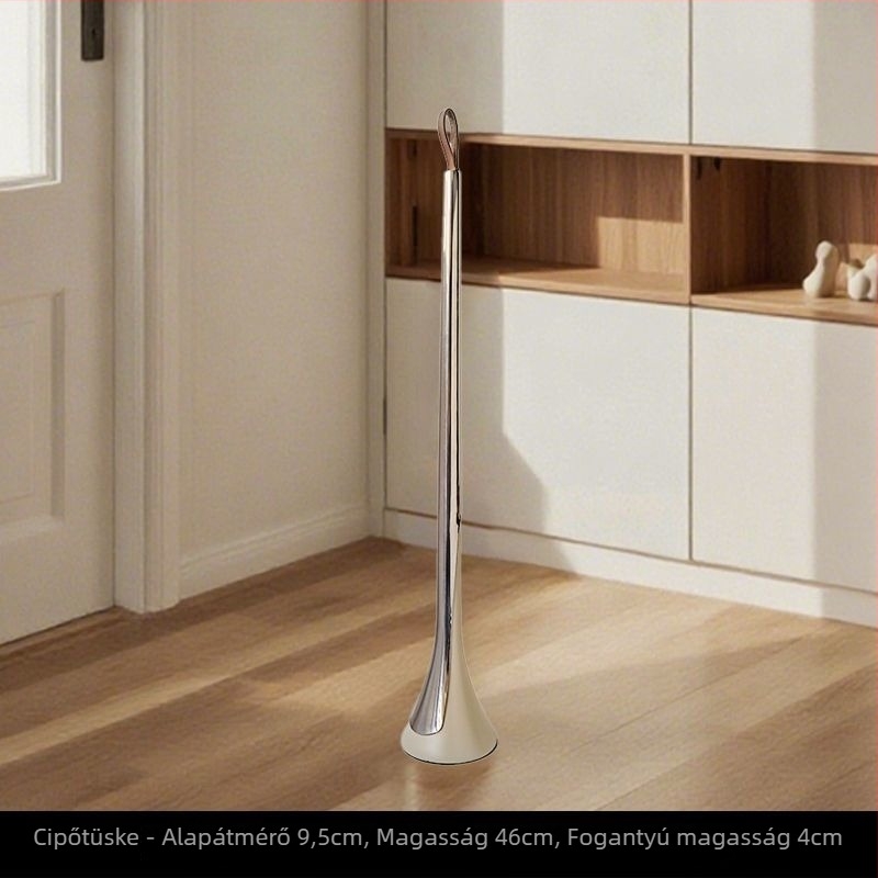 Z.a Tükörfényes rozsdamentes acélból készült önálló cipőhúzó hosszú nyéllel, előcsarnokhoz, tavasz