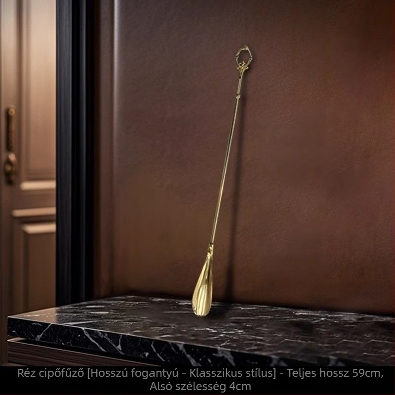 Z.a Tükörfényes rozsdamentes acélból készült önálló cipőhúzó hosszú nyéllel, előcsarnokhoz, tavasz