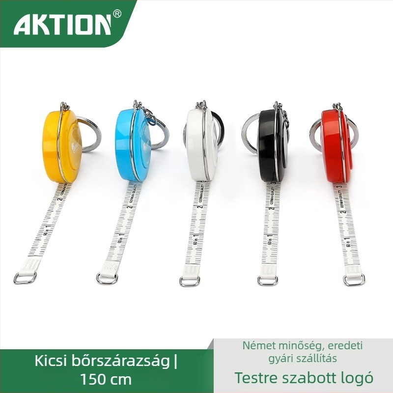 Ankexin mini kulcstartó mérőszalag, 1,5 m hosszú, műanyag, derékméret és ruhaméret mérésére, hordozható
