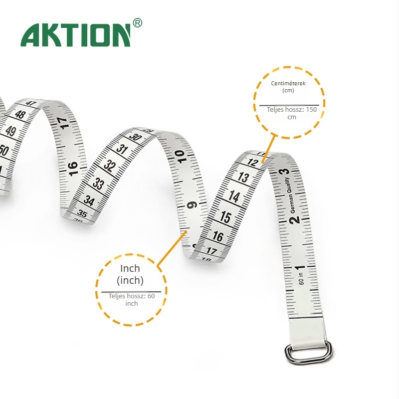 Ankexin mini kulcstartó mérőszalag, 1,5 m hosszú, műanyag, derékméret és ruhaméret mérésére, hordozható
