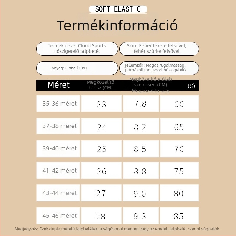 Meleg PU talpbetét, puha és vastag fleece borítással, boltozat-támogatás, nagy rugalmasság, ütéscsillapítás és nedvszívás téli viselethez