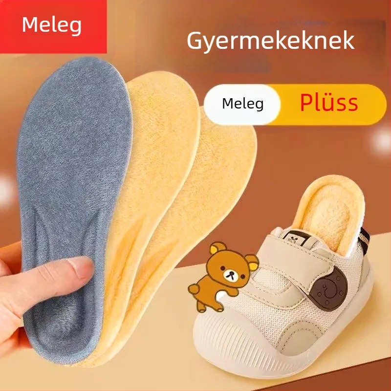 Gyerekeknek készült fleece-béléssel ellátott talpbetét, lélegző, szagtalanító, izzadságot felszívó, vastag, téli meleg talpbetét fiúknak és lányoknak.