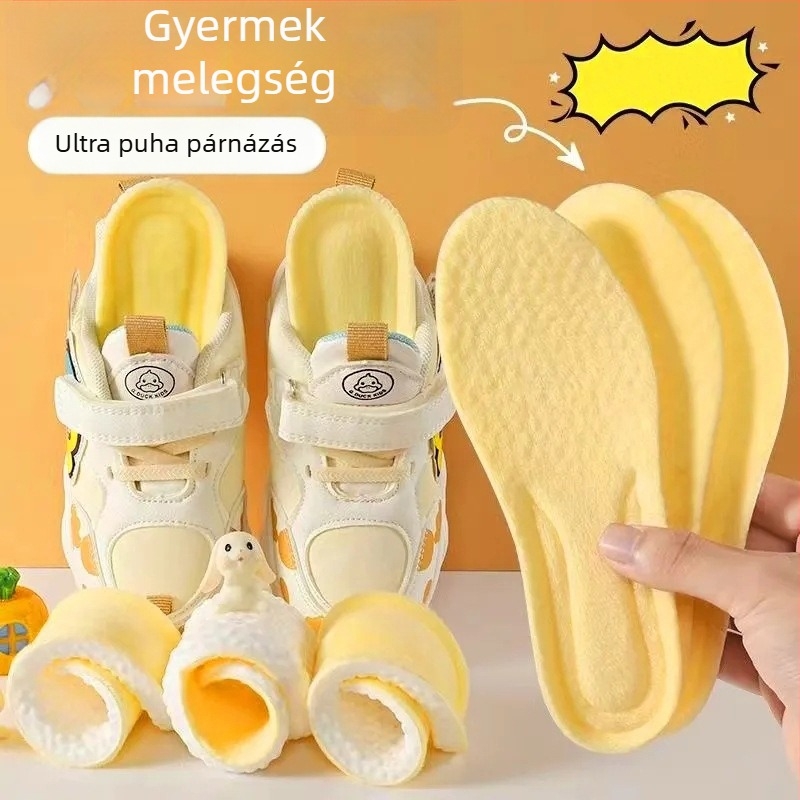 Gyerekeknek készült fleece-béléssel ellátott talpbetét, lélegző, szagtalanító, izzadságot felszívó, vastag, téli meleg talpbetét fiúknak és lányoknak.