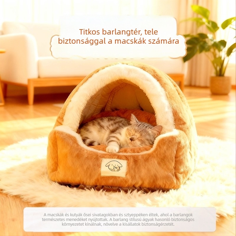 Minden évszakos zárt macskafészek, levehető és mosható, biztonságos, meleg és vastag párnázattal