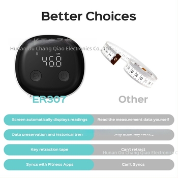 Okos Bluetooth derékbőség mérő szalag, automatikus visszahúzás, hordozható ABS tokozás, modell OCQ-823, mérési tartomány 150 cm