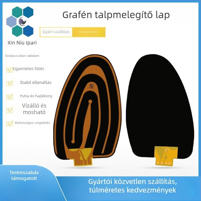 Kültéri cipőmelegítő grafén talpbetéttel és rugalmas fűtőfilmmel, 5V/3.7V, CE-tanúsított