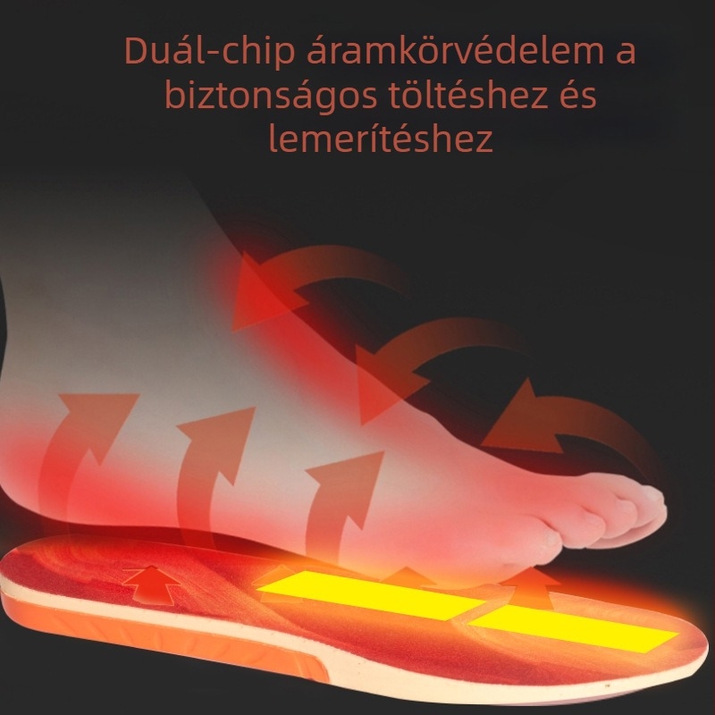Elektronikus melegítő talpbetét - Okos grafén fűtés, fleece bélés, anti-fagyasztás, magas talpú cipőkhöz kompatibilis