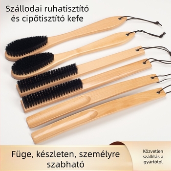 Hosszú fa fogantyújú cipőtisztító kefével, lotusfa és bükkfa anyagból, USHINE márka, Guilin eredetű, 50 db egy dobozban