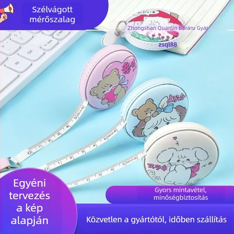 Rugalmas testmérő szalag, mini hordozható, 2 m hatótávolság, PU bőr + rostszalag + ABS; márka QL; modell Aa2581; otthoni mindennapi mérésekhez