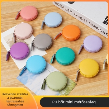 PU bőr Macaron mérőszalag — automatikusan visszahúzódó, négyszögletes mérőszalag, testreszabható, derék, magasság és mellkas kerület mérése