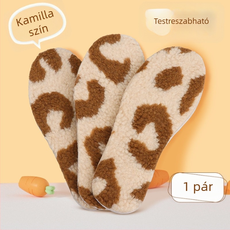 Gyerekeknek meleg talpabetét gyapjúból fleece-béléssel, vastag, lélegző téli használatra, uniszex