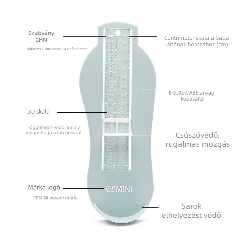 Ebmini Gyerekek lábfej hossz mérő eszköz – műanyag, gyermekcipők számára, származás: Wenzhou, Zhejiang