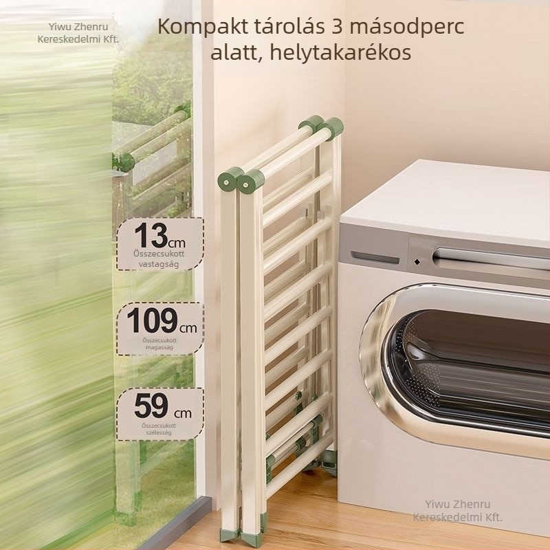 Szerelés nélküli összecsukható ruhaszárító állvány, padlóra álló, szénacélból, ruhákhoz, nadrágokhoz és nyakkendőkhöz