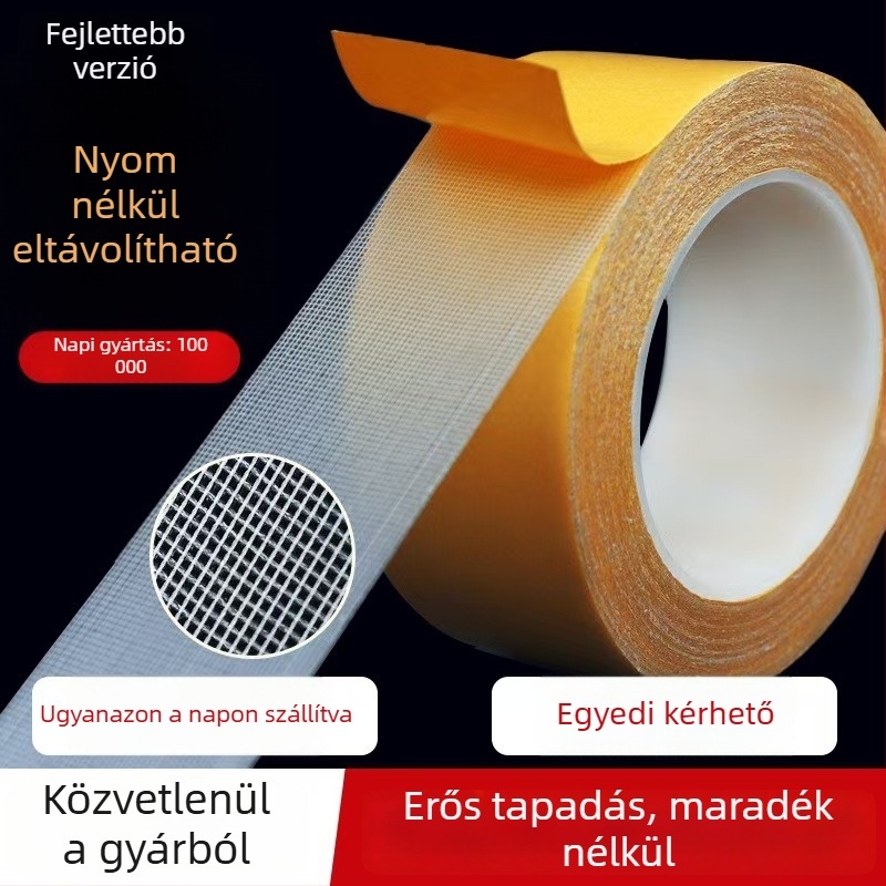 Textil alapú, kettős oldalú ragasztószalag bútorok szereléséhez, 1 mm vastagság, -20–80°C hőmérséklet-tartomány, ragasztórendszer: duct tape, sorozat Spring Couplets Glue Series