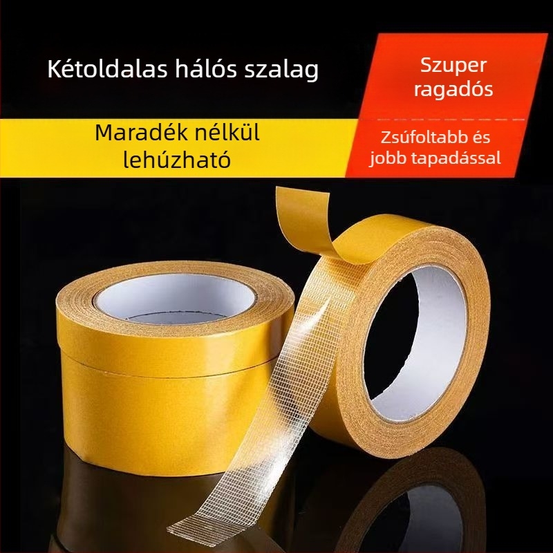 Textil alapú, kettős oldalú ragasztószalag bútorok szereléséhez, 1 mm vastagság, -20–80°C hőmérséklet-tartomány, ragasztórendszer: duct tape, sorozat Spring Couplets Glue Series