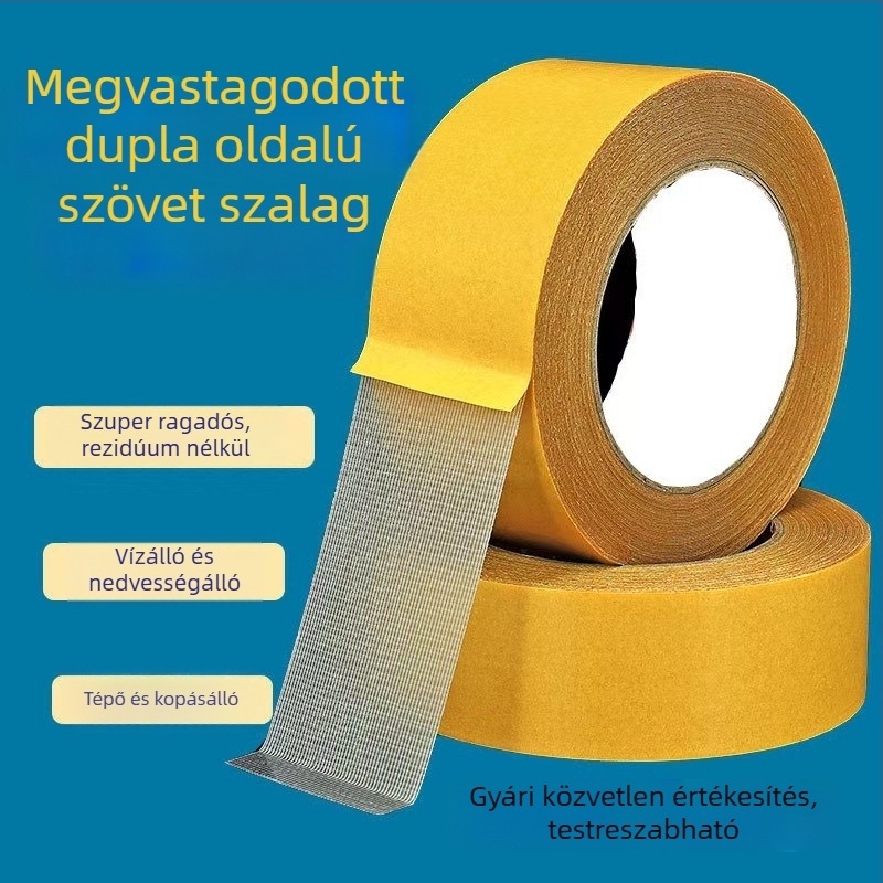Textil alapú, kettős oldalú ragasztószalag bútorok szereléséhez, 1 mm vastagság, -20–80°C hőmérséklet-tartomány, ragasztórendszer: duct tape, sorozat Spring Couplets Glue Series