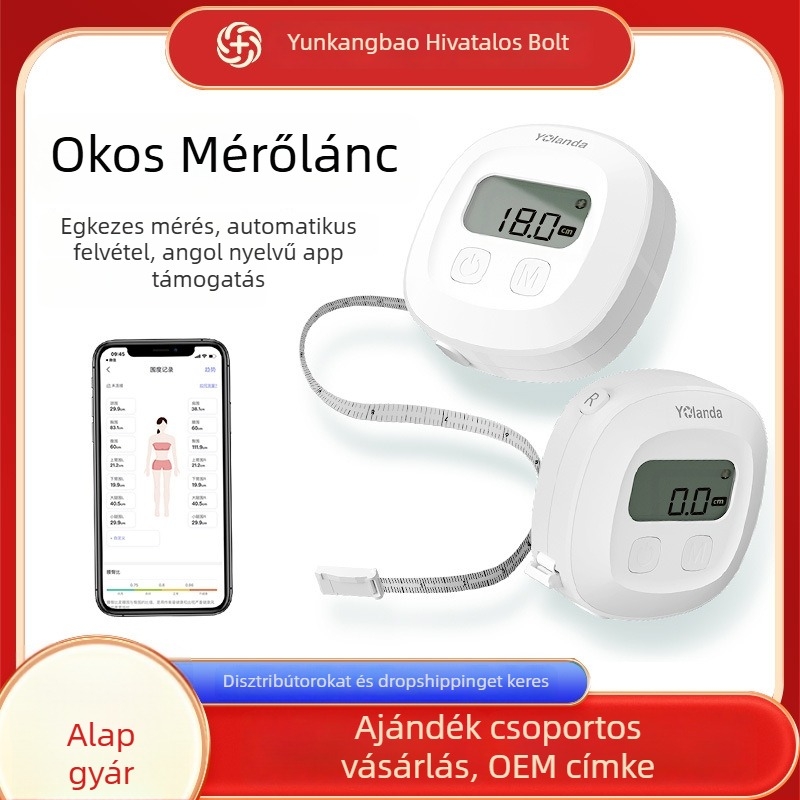 Okos testmérő szalag Bluetooth-alkalmazással (CF10A; ABS; 150 cm-ig; elem)