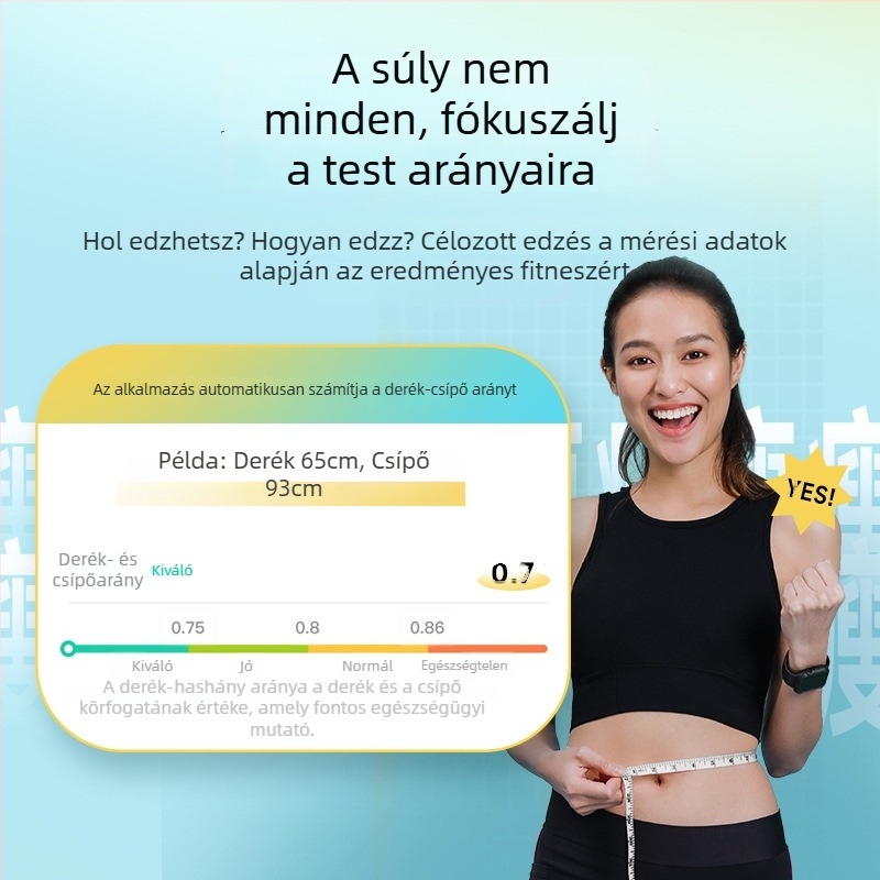 Okos testmérő szalag Bluetooth-alkalmazással (CF10A; ABS; 150 cm-ig; elem)