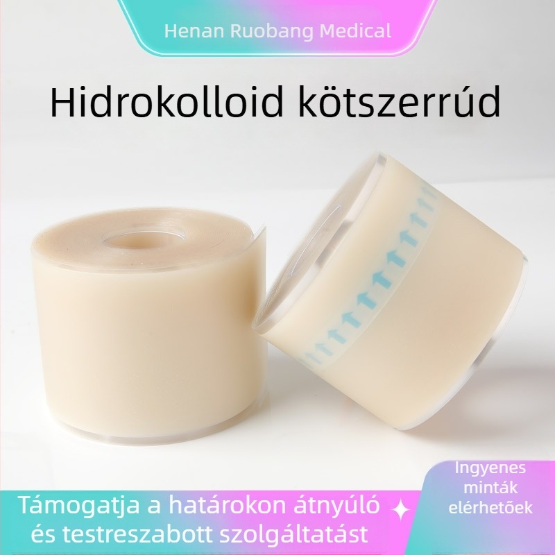 Hidrokolloid kötszer tekercs éllel a sarokhoz, 0,3 mm vastagság, Hidrokolloid anyag, Logónyomtatás elérhető, Személyre szabás elérhető