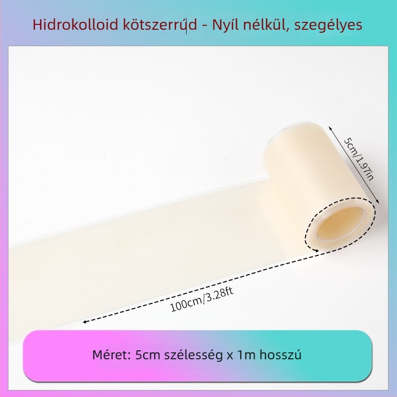 Hidrokolloid kötszer tekercs éllel a sarokhoz, 0,3 mm vastagság, Hidrokolloid anyag, Logónyomtatás elérhető, Személyre szabás elérhető