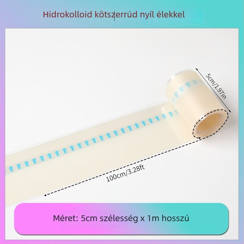 Hidrokolloid kötszer tekercs éllel a sarokhoz, 0,3 mm vastagság, Hidrokolloid anyag, Logónyomtatás elérhető, Személyre szabás elérhető