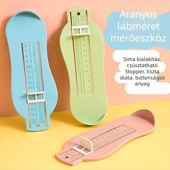 Műanyagból készült mérőeszköz újszülött és kiskorú gyermek lábfejének hosszához, belső cipőhossz mérővel, univerzális, háztartási használatra