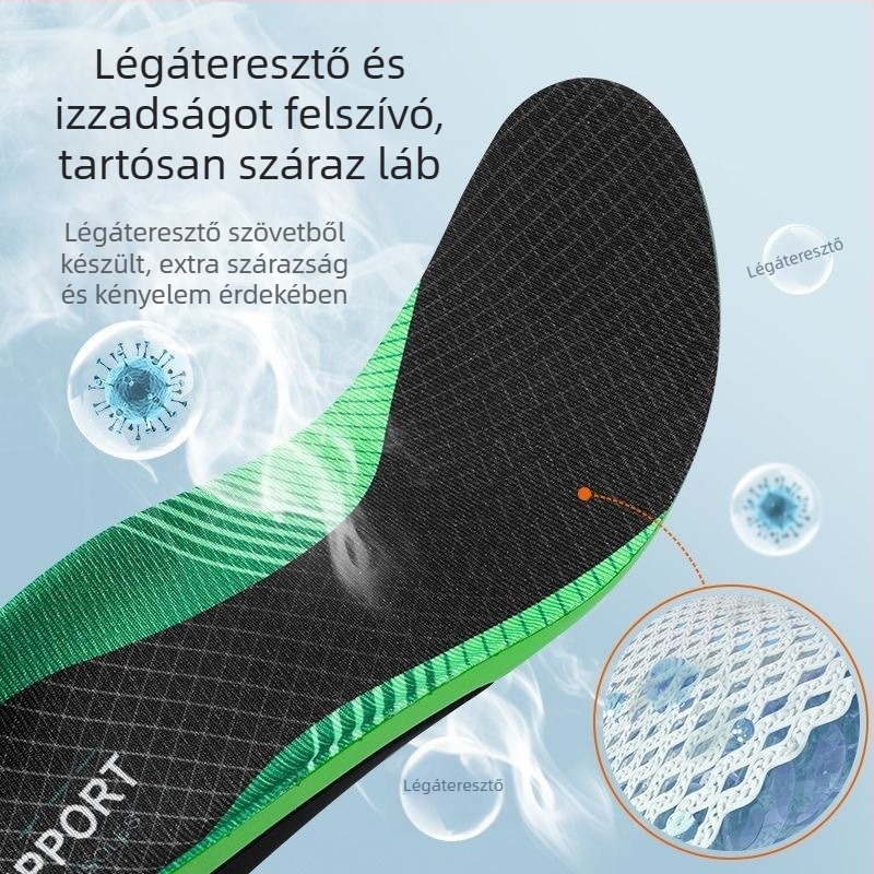 Ortopéd boltozat-támogató talpbetét, EVA anyagból, modell B72, teljes talp, alkalmas bőr cipőkhöz, bakancsokhoz, mindennapi cipőkhöz, munkás cipőkhöz és papucsokhoz