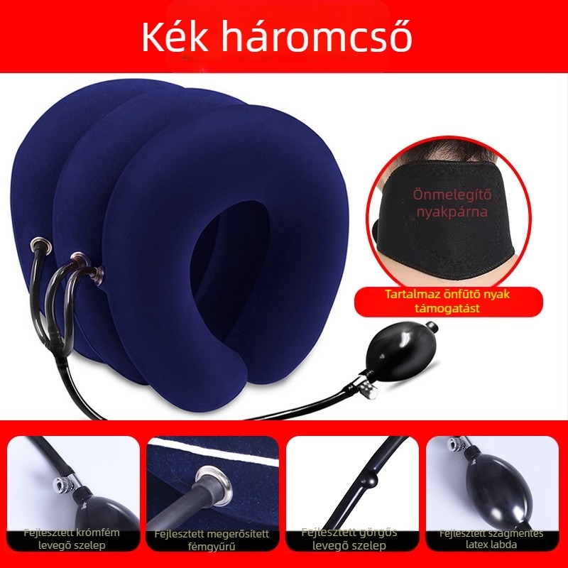 Felfújható nyaki traction eszköz (modell Inflatable cervical traction device 0002) — flocking anyag, nyaki traction, otthoni gyógykezelés, nyaki gallér, 1 éves garancia