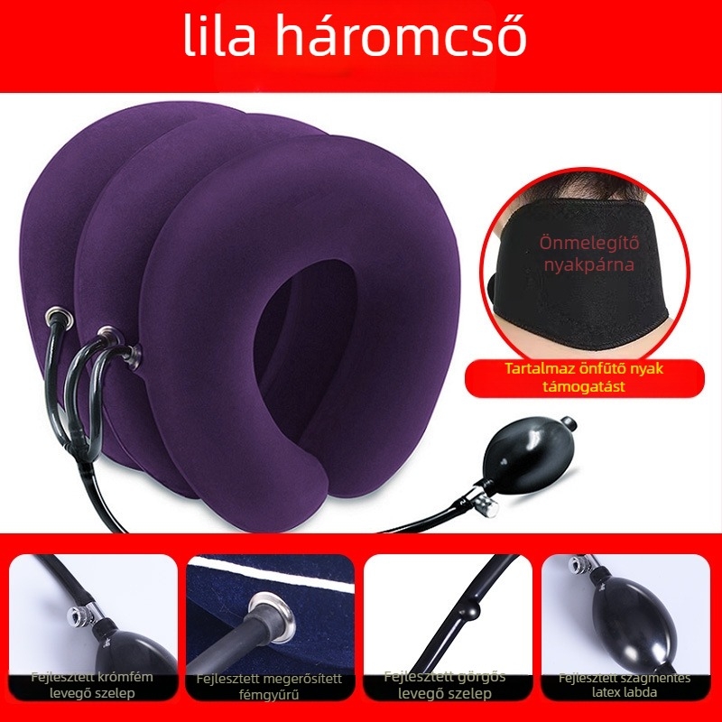 Felfújható nyaki traction eszköz (modell Inflatable cervical traction device 0002) — flocking anyag, nyaki traction, otthoni gyógykezelés, nyaki gallér, 1 éves garancia