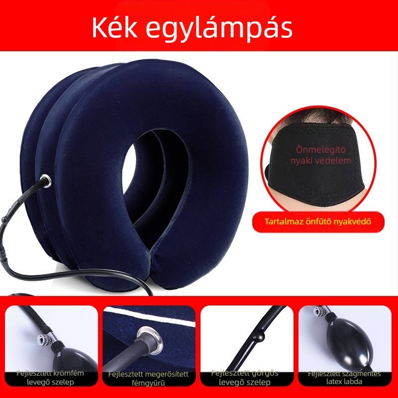 Felfújható nyaki traction eszköz (modell Inflatable cervical traction device 0002) — flocking anyag, nyaki traction, otthoni gyógykezelés, nyaki gallér, 1 éves garancia