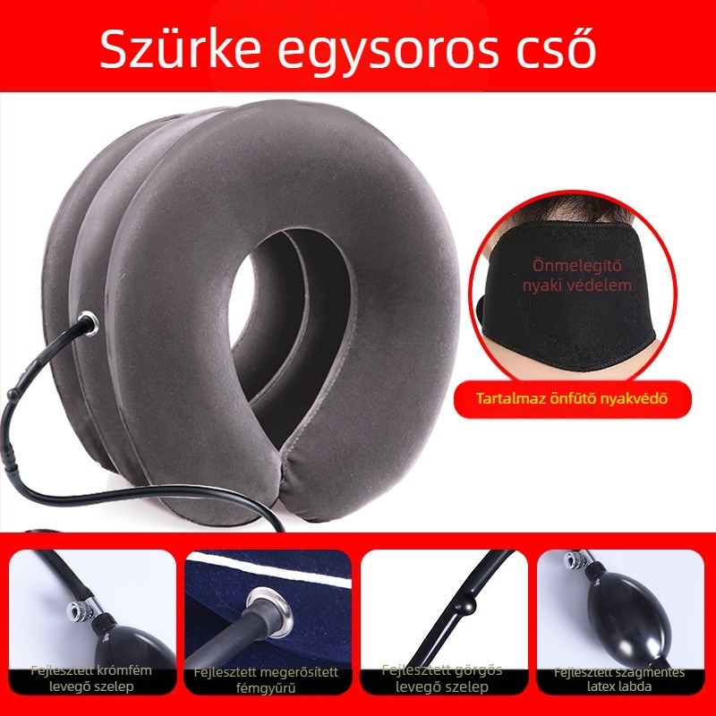 Felfújható nyaki traction eszköz (modell Inflatable cervical traction device 0002) — flocking anyag, nyaki traction, otthoni gyógykezelés, nyaki gallér, 1 éves garancia