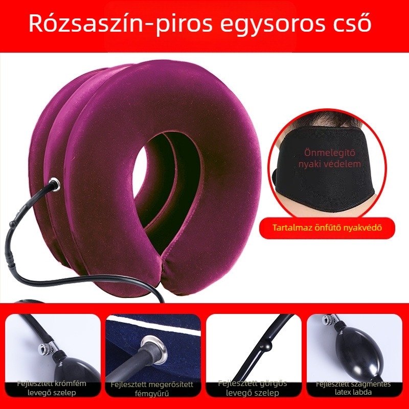 Felfújható nyaki traction eszköz (modell Inflatable cervical traction device 0002) — flocking anyag, nyaki traction, otthoni gyógykezelés, nyaki gallér, 1 éves garancia