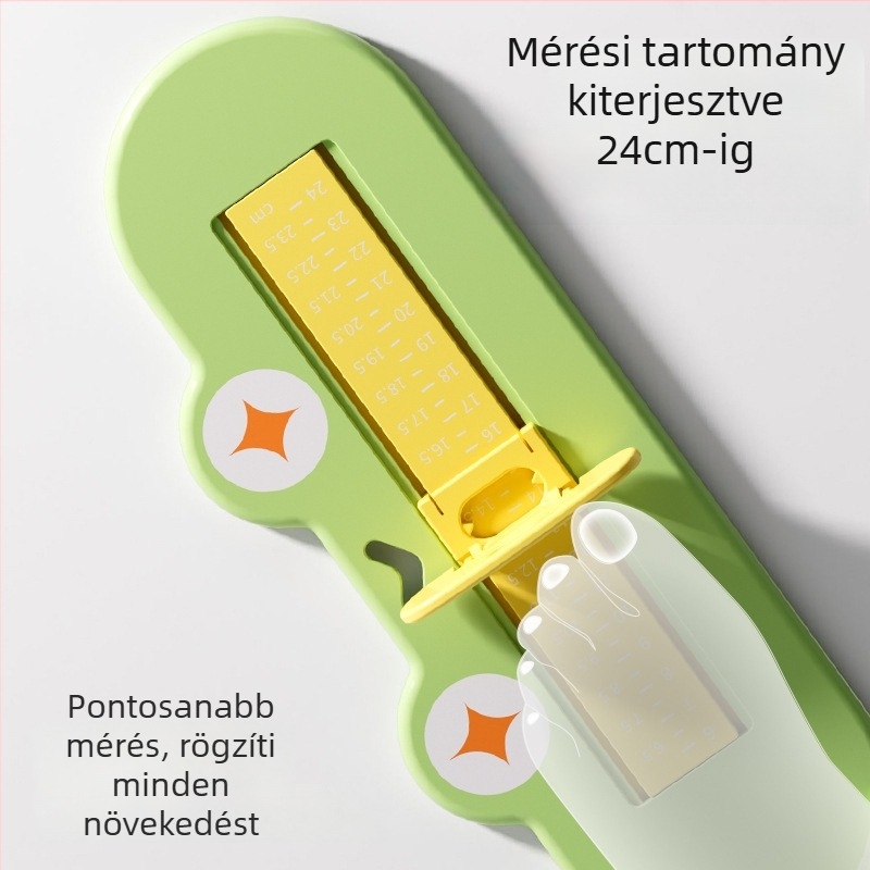 Gyerekek cipőmérő — méri a láb hosszát és a cipő belső hosszát; Anyag: ABS műanyag; Ajánlott korosztály: 1–12 év; Stílus: Cartoon Paradise; Csomagolás: egységcsomag