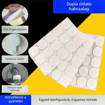 PE habból készült, dupla oldalú falikampó, szilikon ragasztó rendszerrel, magas viszkozitású, alkalmas a parfümös üveg aljára