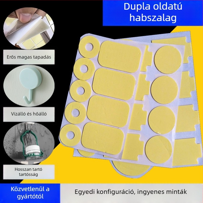 PE habból készült, dupla oldalú falikampó, szilikon ragasztó rendszerrel, magas viszkozitású, alkalmas a parfümös üveg aljára