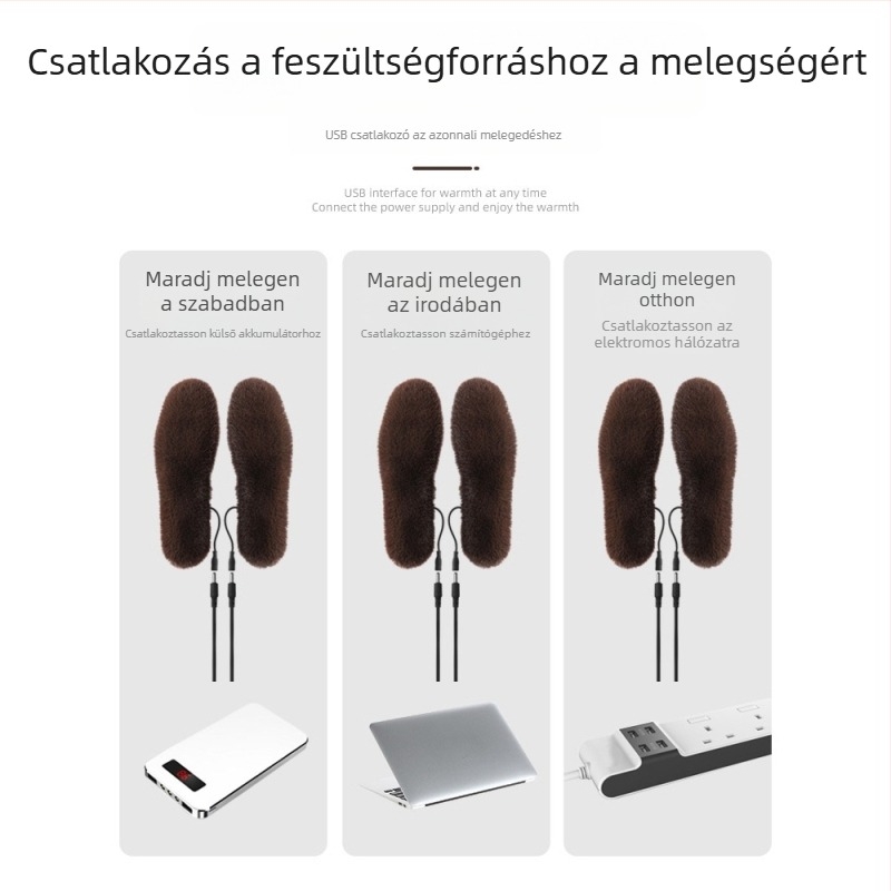 Újratölthető USB-s fűtött talpbetét — TPES anyag, teljes talpbetét, ütéselnyelő, textilcipőkhöz, uniszex, tavaszi használatra