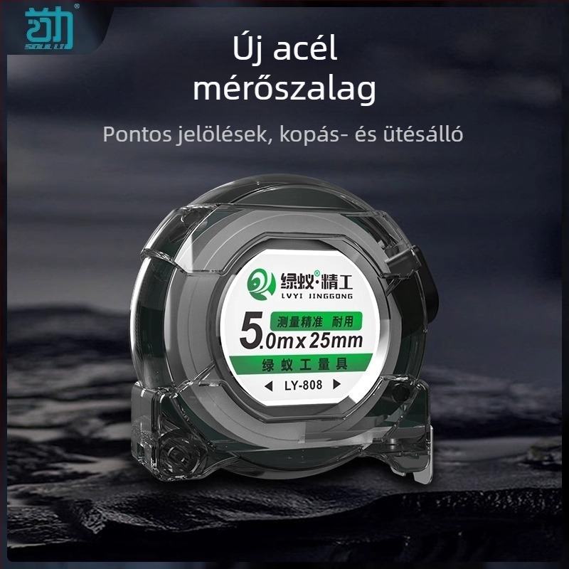 Acél mérőszalag, háztartási használatra, nehéz kivitelezésű, kopásálló, mágneses, automatikus visszahúzás